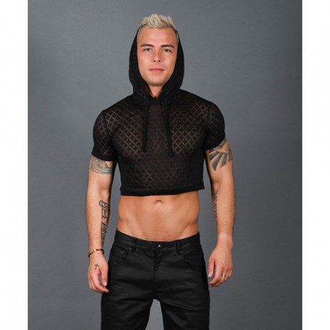 Andrew Christian - Hard Burnout Cropped Hoodie - Zwart