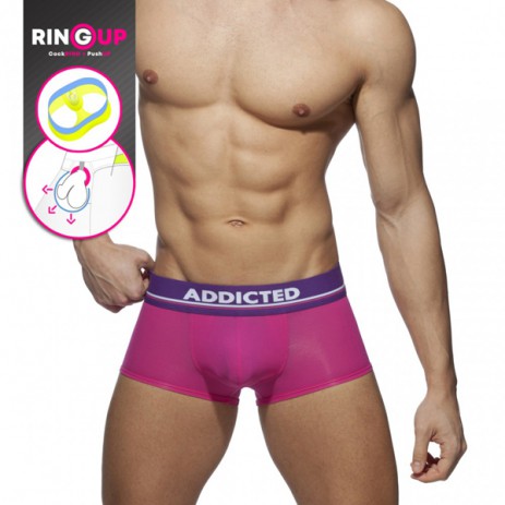 Addicted Cockring C-Through Boxershort - Fuchsia