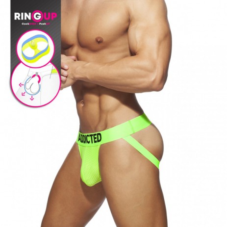 Addicted Ring Up Neon Mesh Jock - Neon Roze