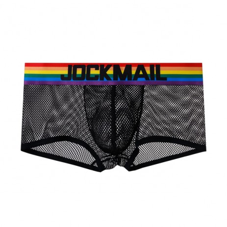 Jockmail Gay Pride Mesh Boxer - Zwart