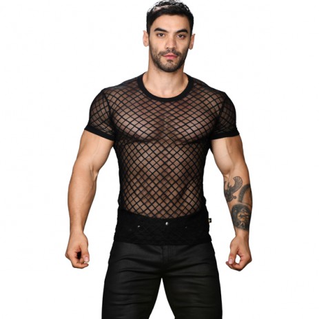 Andrew Christian Lattice Lace Tee Shirt