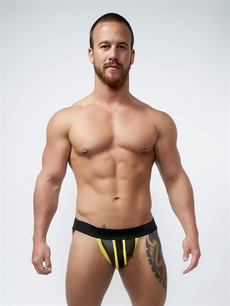 Mister B Neoprene Jockstrap Zwart Geel