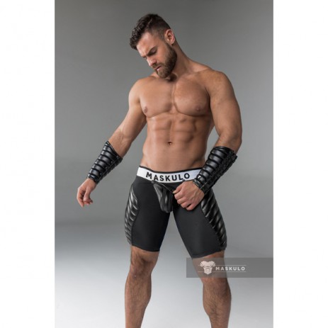 Maskulo Armored Fetish Shorts With Codpiece - Black