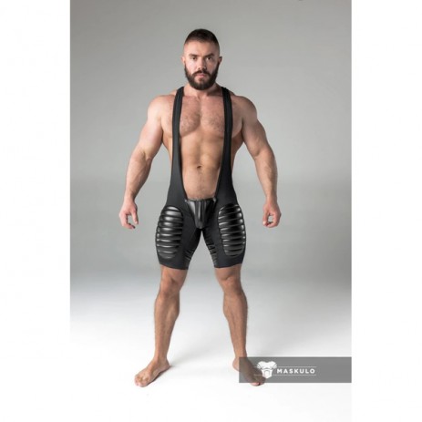 Maskulo Armored Men's Wrestling Singlet - Zwart voorkant