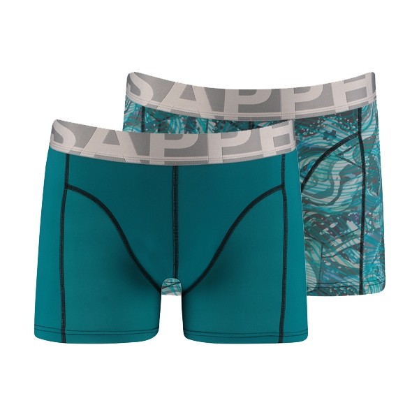 Sapph 2-Pack Boxers Micro Blue & Wavey Print