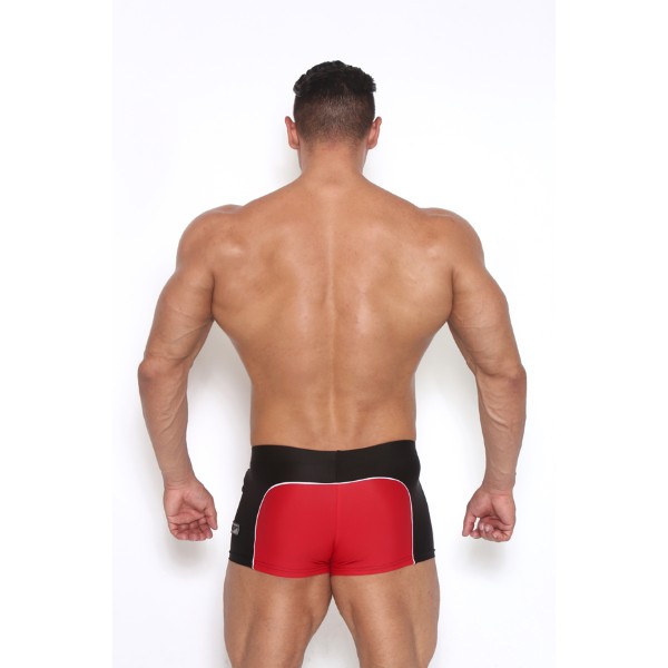 Black Unicorn Malibu Man Zwembroek Lifeguard Zwart Rood
