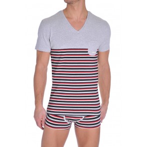 Diesel V-Shirt Michael Zwart-Wit-Rood