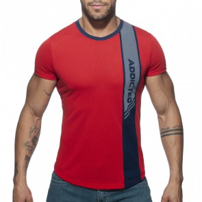 Addicted Vertical Stripe T-Shirt - Rood