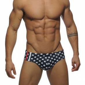 Addicted ADS039 Star Printed Sport Stripe Brief Navy Voorkant