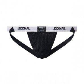 Jockmail JM229 Gray Narrow Strap Jock - Zwart