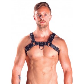 Mister B Leather Chest Harnas Zwart Voorkant