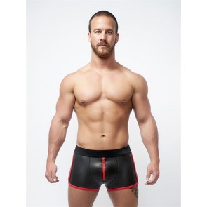 Mister B Neoprene Pouch Shorts Zwart Rood