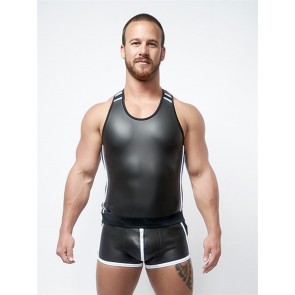 Mister B Neoprene Tank Top Zwart Wit Voorkant