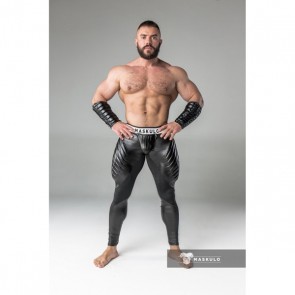 Maskulo Armored Fetish Leggings With Codpiece - Black