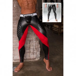 Maskulo Armored Fetish Leggings With Codpiece - Red voorkant