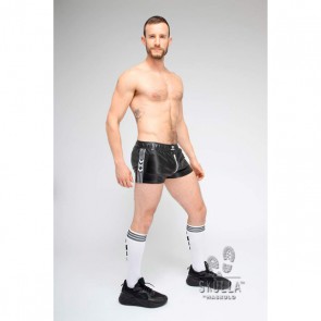 Maskulo Skulla Leatherette Jogging Shorts - Wit schuin voor