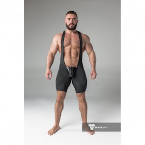 Maskulo Armored Fetish Wrestling Singlet - Black