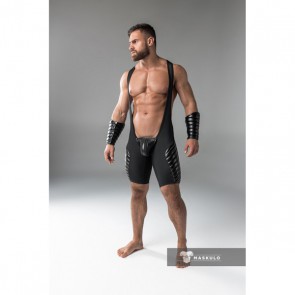 Maskulo Armored Men's Fetish Wrestling Singlet - Zwart