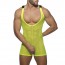 Addicted Mesh Wrestling Suit - Neon Geel voorkant