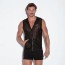 Code 22 Mesh Gestreepte Jumpsuit - Zwart